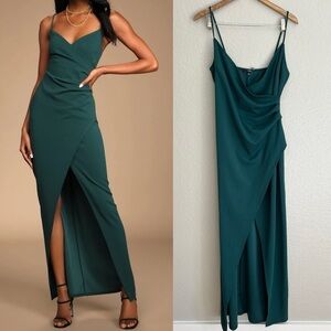 NWOT Sweetest Admirer Emerald Green Ruched Surplice Maxi Dress